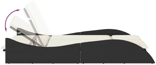 vidaXL Sonnenliege mit Auflagen Schwarz 114x205x73 cm Poly Rattan 368287 Bild 7