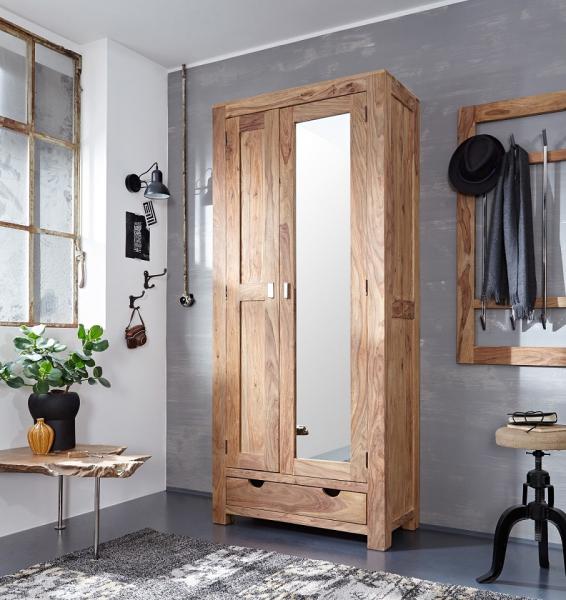 Garderobenschrank 90x205cm 'Oxford' Sheesham massiv