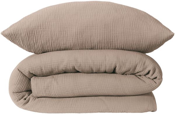 Schiesser Bettwäscheset Molly - Musselin - 2-teilig - 155x220 cm - Taupe