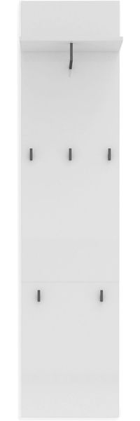 Garderobenpaneel >Zippo< 5 Haken, Ablage, weiss hochglanz / schwarz - 40x170x27,6 (BxHxT)