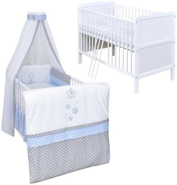 Baby-Delux Komplettbett Babybett Jack Komplettset, 10-tlg, Kinderbett 70x140 cm weiß, Bettset verschiedene Designs Bild 1