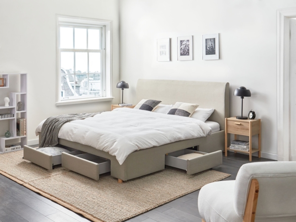 Bett mit Schubladen Stoff SOUTRIN 180 x 200 cm Beige Bild 3