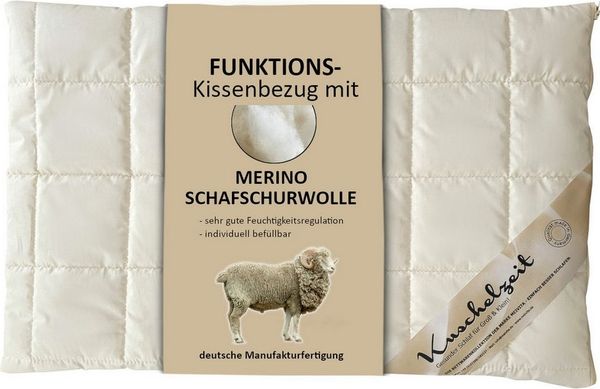Meivita Kissenhülle 40x60 cm Kissenbezug mit Schafschurwolle, (1 Stück), Kissenbezug hergestellt in Deutschland