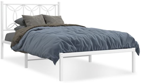 Einzelbettgestell Design für Erwachsene mit Kopfteil Metall Weiß 100x200 cm d2873e