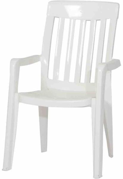 Sieger Palma Stapelsessel stapelbar, Vollkunststoff Weiß 59 x 92 x 65 cm