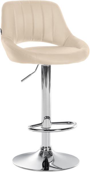 CLP Barhocker Milet Kunstleder höhenverstellbar drehbar mit Rückenlehne,creme chrom