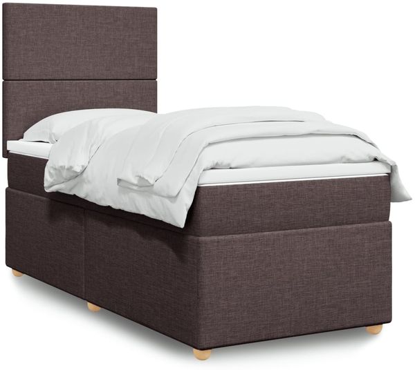 vidaXL Boxspringbett mit Matratze Dunkelbraun 80x200 cm Stoff 3291103