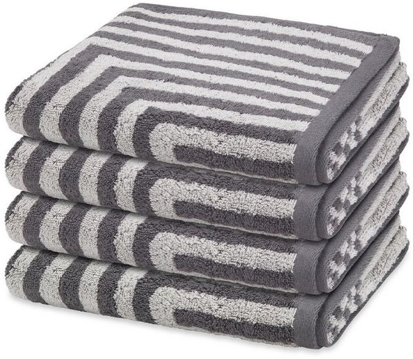 ROSS Handtuch Set Grafik, Frottee (Spar-Set, 4-St), 4 X Handtuch im Set - Baumwolle - Saugstark