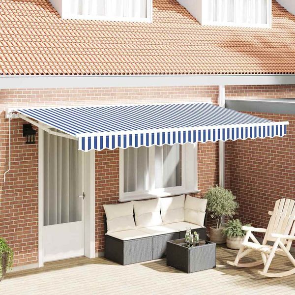 vidaXL Markisenersatzstoff Blau und Weiß 4 x 2 m Polyester 42000375