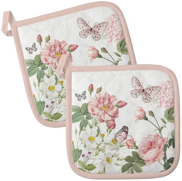 Ambiente® Topflappen Amelia, (2-tlg, 2-teilig), hitzebeständig wattiert Pfannen Untersetzer ca. 20x20cm