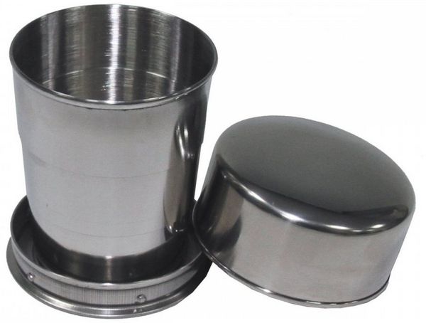 MFH Becher Trinkbecher, Teleskop, Edelstahl, 15 cl, Edelstahl, platzsparend faltbar
