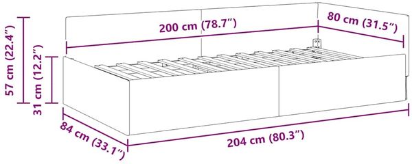 vidaXL Eckbettgestell mit Kopfteil Türkis 80 cm x 200 cm Samt 42016069 Bild 11