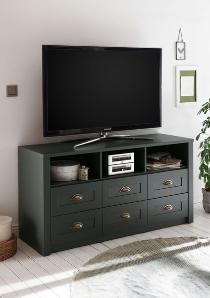 Ascot Lowboard TV-Schrank Fernsehtisch 130cm grün Landhaus