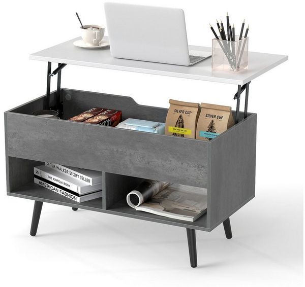 COSTWAY Couchtisch, höhenverstellbar mit Gasdruckmechanismus 80x40x46-60cm
