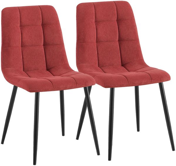 CLP 2er Set Esszimmerstühle Antibes Cordbezug gepolstert Rückenlehne bis 150 kg,bordeauxrot