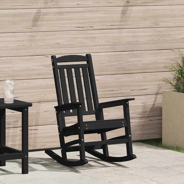 vidaXL Schaukelstuhl für den Garten Schwarz 92 x 70 x 108cm HDPE 42006615