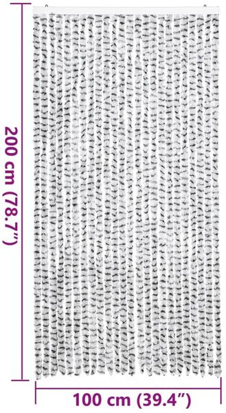 vidaXL Fliegenvorhang Hellgrau und Dunkelgrau 100x200 cm Chenille 377397 Bild 7