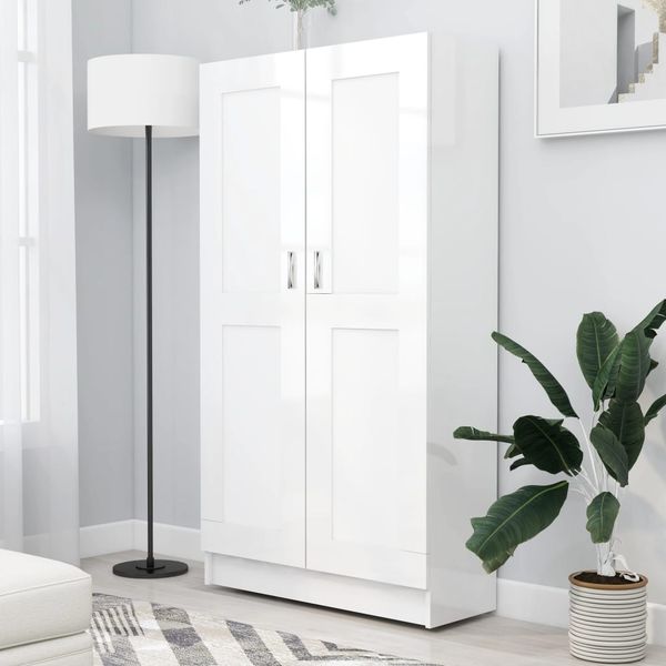 vidaXL Bücherschrank Hochglanz-Weiß 82,5x30,5x150 cm Holzwerkstoff 802729
