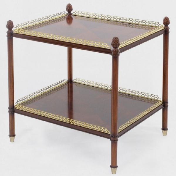 Casa Padrino Luxus Jugendstil Beistelltisch Braun / Gold / Messingfarben 69 x 57 x H. 71 cm - Edler Mahagoni Tisch - Wohnzimmer Möbel - Luxus Qualität