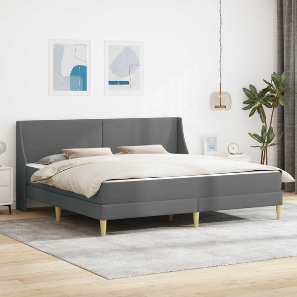 vidaXL Bettgestell mit Matratze Dunkelgrau 180 x 200 cm Polyester 3414750