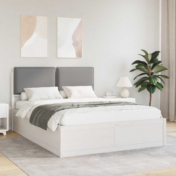 vidaXL Bettgestell mit gepolstertem Kopfteil Hellgrau 135 x 190 cm 3398138