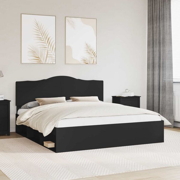 vidaXL Bettrahmen Schwarz 200 x 200 cm Massives Kiefernholz 3413264