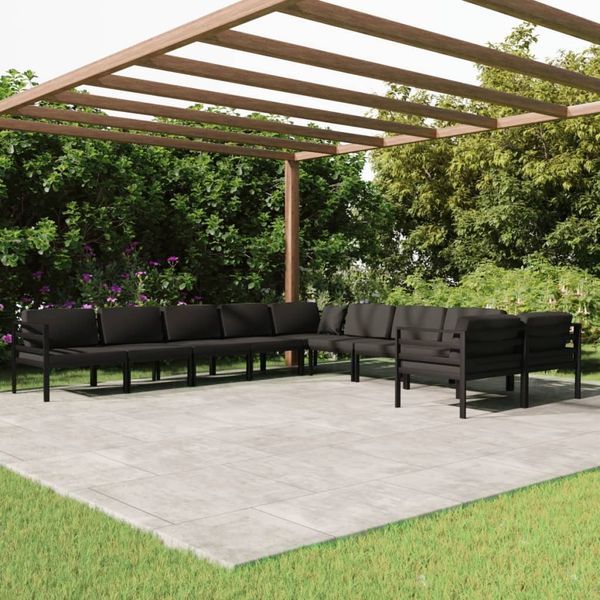 vidaXL 10-tlg. Garten-Lounge-Set mit Kissen Aluminium Anthrazit 3107827