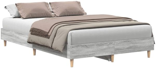 Doppelbett, Bettgestell Modernen ohne Matratze Grau Sonoma 135x190 cm Holzwerkstoff d2425e
