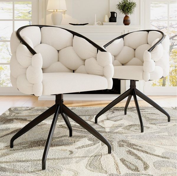 Flieks Esszimmerstuhl 360° drehbar (Set, 2 St), 2er Set Polsterstühle mit Armlehnen Drehstühle Wohnzimmer Samt