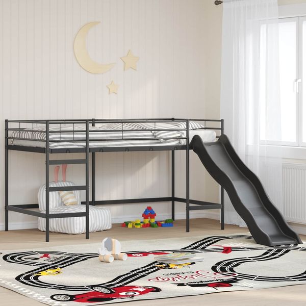 vidaXL Kinder-Loftbett mit Rutsche Schwarz und Anthrazit 90 x 200 cm 42020776