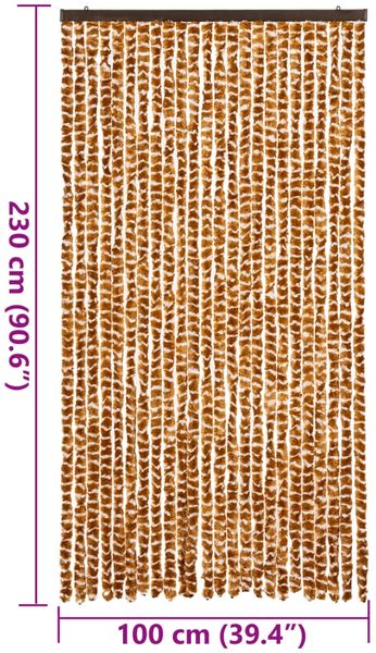 vidaXL Fliegenvorhang Ocker und Weiß 100x230 cm Chenille 377402 Bild 7