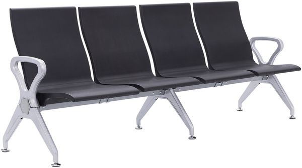 Wartebank ERIK 4-Sitzer - 228 x 59 x 89 cm, Kunststoff, Schwarz | Sitzbank Wartezimmer Airport-Bank