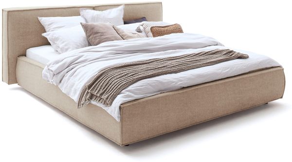 KAWOLA Bett CARLO Polsterbett Stoff steingrau 200x200cm Bild 3