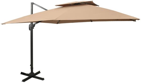 vidaXL Ampelschirm mit Doppeldach 300 x 300 cm Taupe 312374