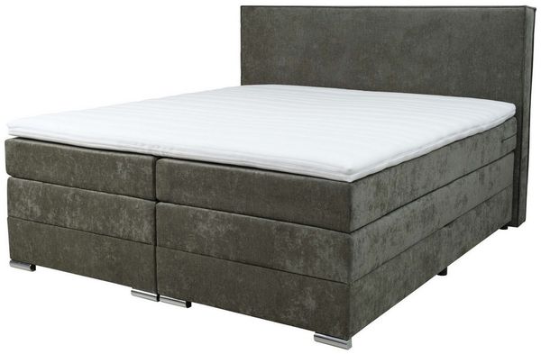 Home affaire Boxspringbett Romeo, Doppel- & Polsterbett, Federkernbett, Komfortbett, 160, 180 cm, inkl. 6 cm Topper, zwei Bettkästen, Taschen-Federkernmatratze in H4