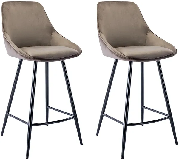 Barhocker 2er-Set MASURIE - Samt - Taupe