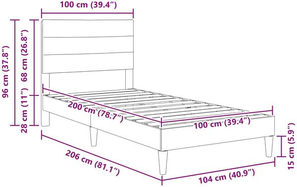 vidaXL Bettrahmen mit Kopfteil Dunkelgrün 100 x 200 cm Stoff 42027567 Bild 9