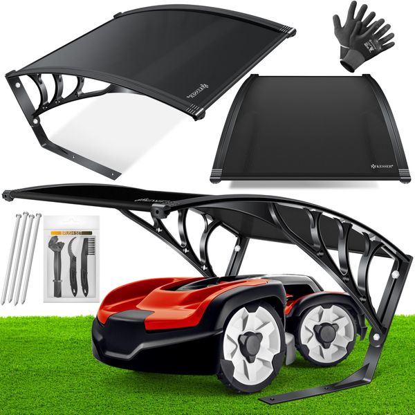 KESSER® Mähroboter Garage Dach Carport Überdachung für Mähroboter Rasenmäher Rasenroboter Automower Garten Witterungsbeständig Mährobotergarage inkl. Montagematerial, Maße 82 x 103 x 47 cm Schwarz