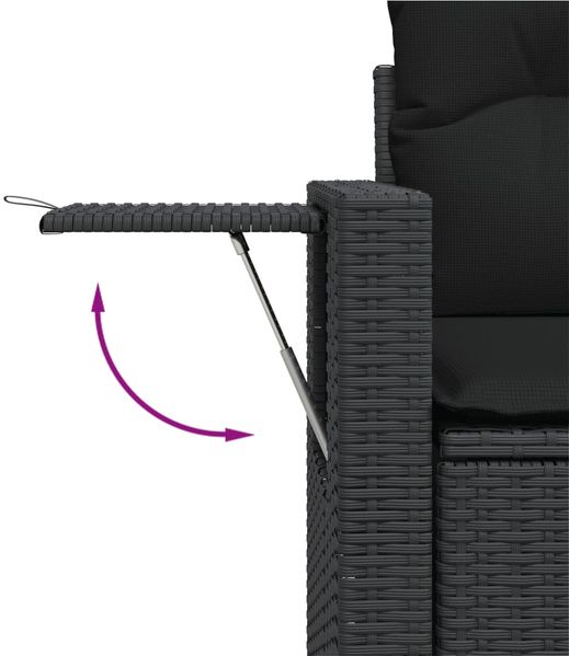 vidaXL 8-tlg. Garten-Sofagarnitur mit Kissen Schwarz Poly Rattan 3224669 Bild 7