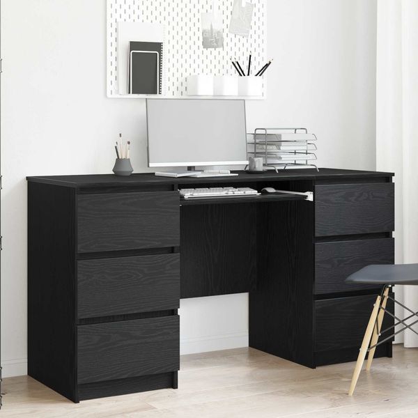 vidaXL Schreibtisch mit Speicher Schwarz Eichen-Optik 140 x 50 x 76 cm 3329284