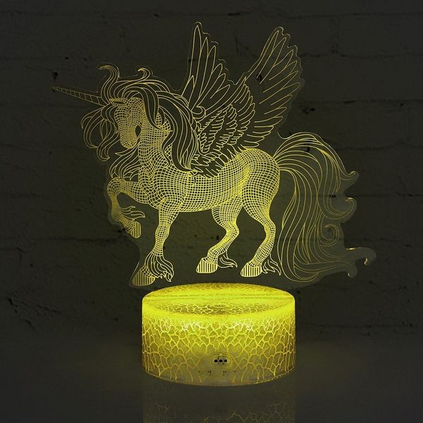 Rosnek LED Nachtlicht 3D LED Nachtlicht, Einhorn-Serie Tisch Tischlampe, Kinder Geschenk, LED wechselbar, 16 Bunte Veränderung, 16 Farbwechsel