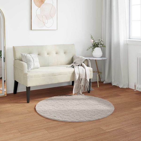 vidaXL Rutschfester Teppich aus Kunstkaninchenfell OLITE Beige Ø 80 cm 42021645
