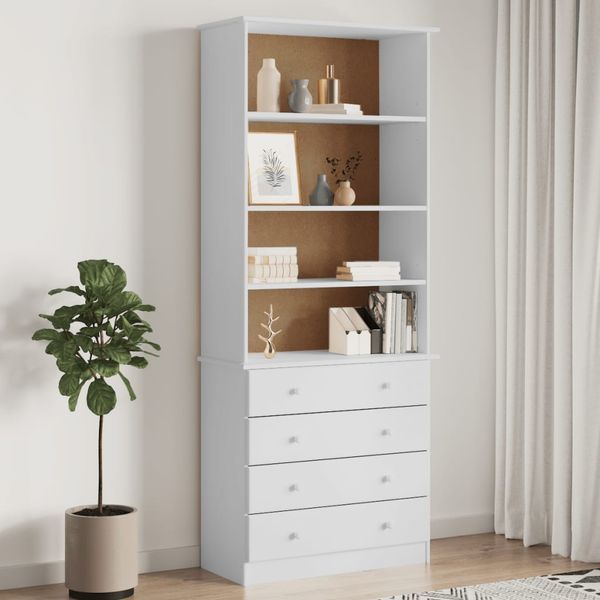 vidaXL Bücherregal mit Schubladen ALTA Weiß 77x35x186,5 cm Kiefernholz 353954