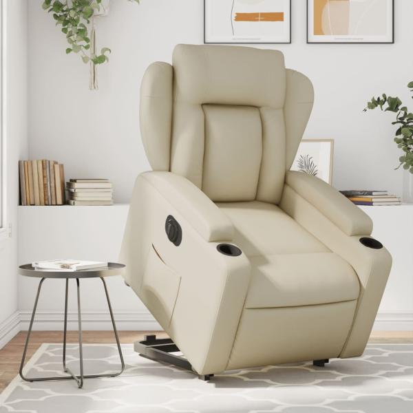 vidaXL Relaxsessel mit Aufstehhilfe Elektrisch Creme Kunstleder 3204559