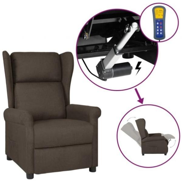 vidaXL Ohrensessel mit Liegefunktion Elektrisch Dunkelbraun Stoff 3098324