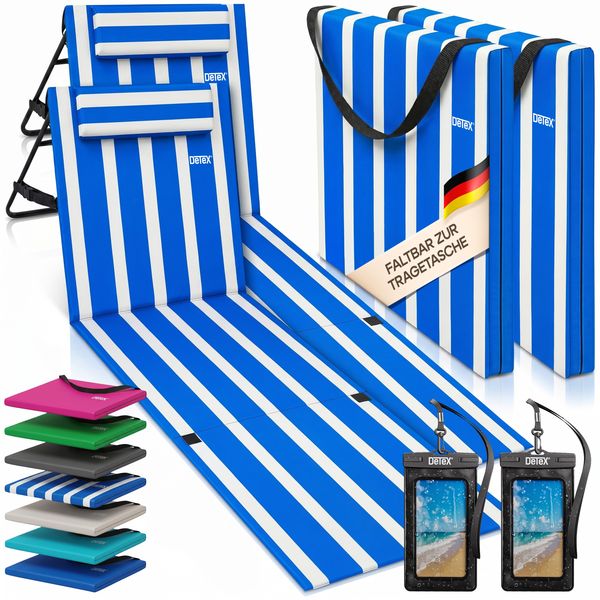 DETEX® Strandmatte 2er-Set Blau/Weiß 158 x 56 x 46 cm gepolstert