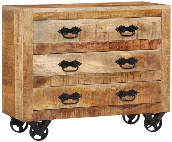 vidaXL Sideboard mit 3 Schubladen 80x30x65 cm Massives Raues Mangoholz 351690
