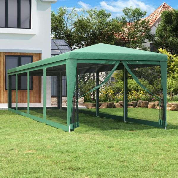 vidaXL Partyzelt mit 10 Mesh-Seitenwänden Grün 3x12 m HDPE 319248