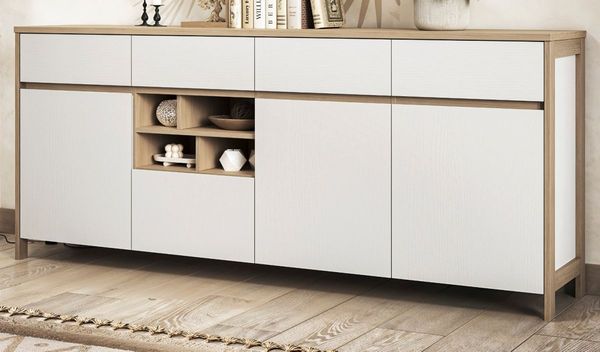 Sideboard Finnes in weiß und Eiche 193 cm
