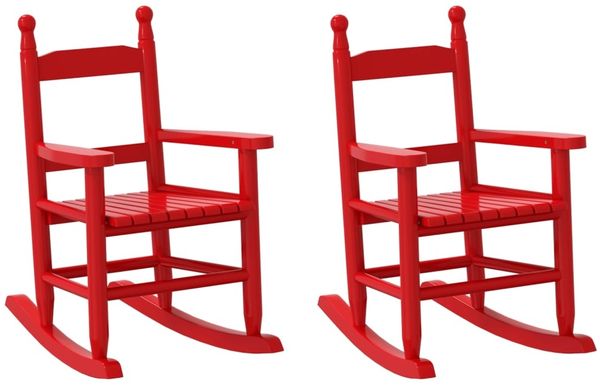 vidaXL Schaukelstuhl für Kinder 2 Stk. Rot Massivholz Pappel 3281601
